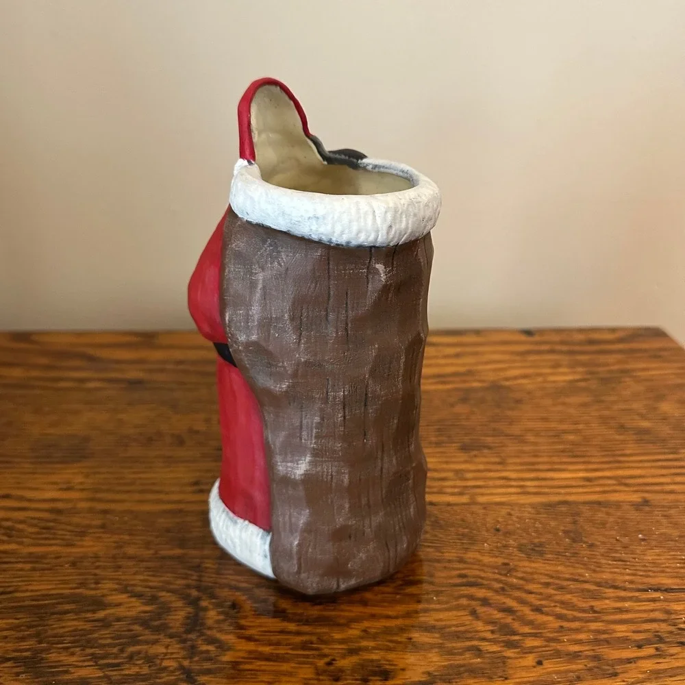 Vintage Style Hand Painted Santa Claus Figurine Christmas‎ Decor Pencil Holder